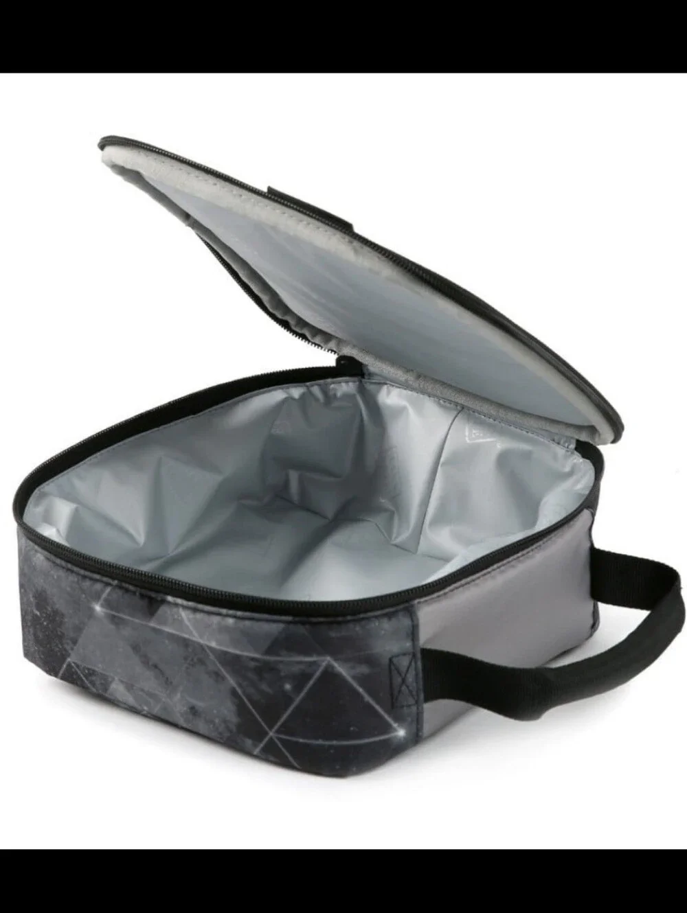 Insulated Gray Geometric Lunch Bag with Water Bottle and Container Set NWT $26